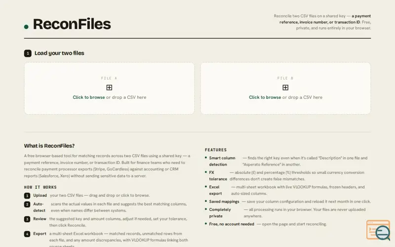 Screenshot of ReconFiles