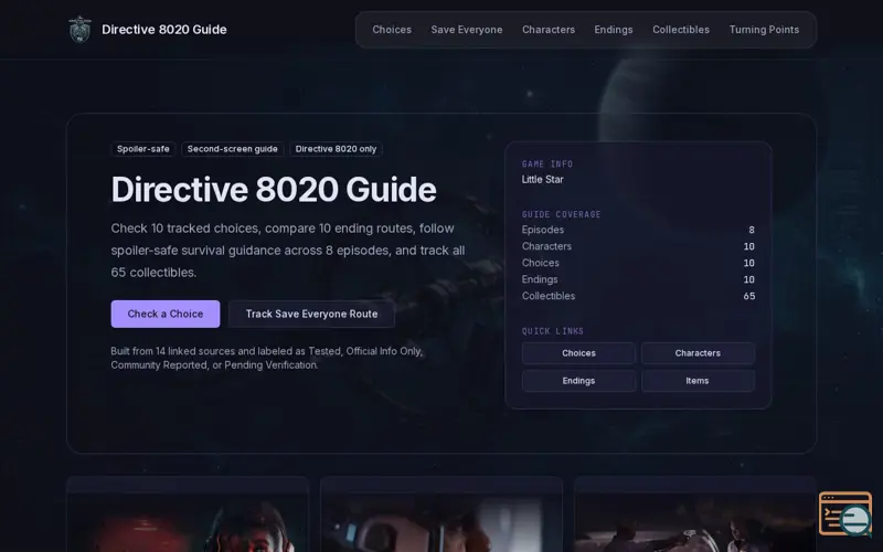 Screenshot of Directive 8020 Guide