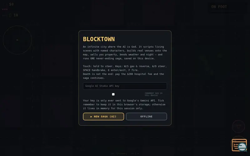 Screenshot of Blocktown Game - AI Controls the world