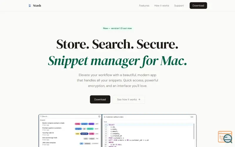 Screenshot of Stash