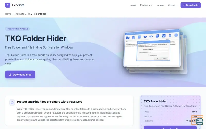 Screenshot of TKO Folder Hider