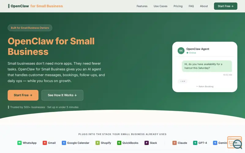 Screenshot of OpenClaw for Small Business