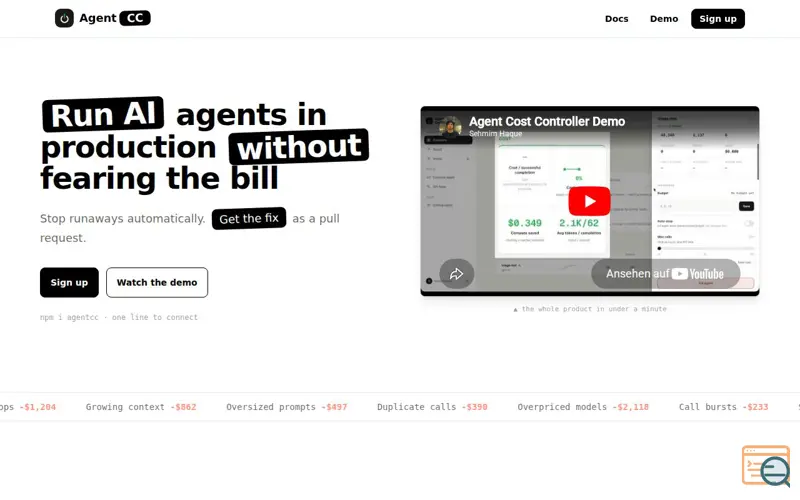 Screenshot of Agent Cost Controller