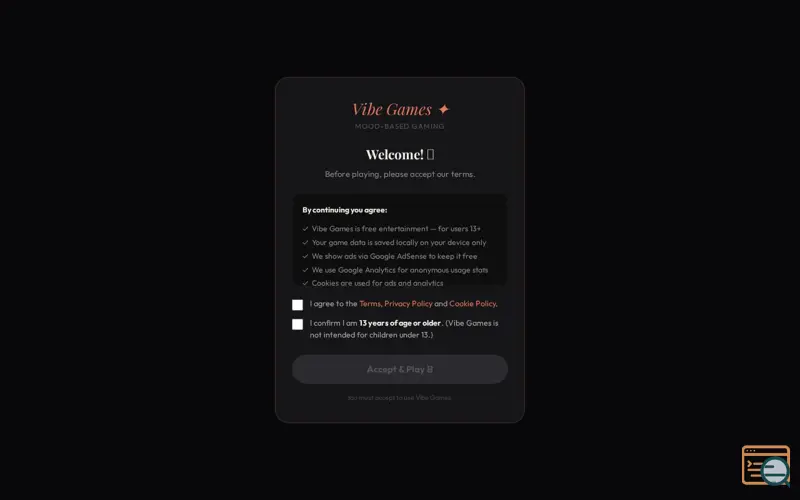 Screenshot of Vibe Games