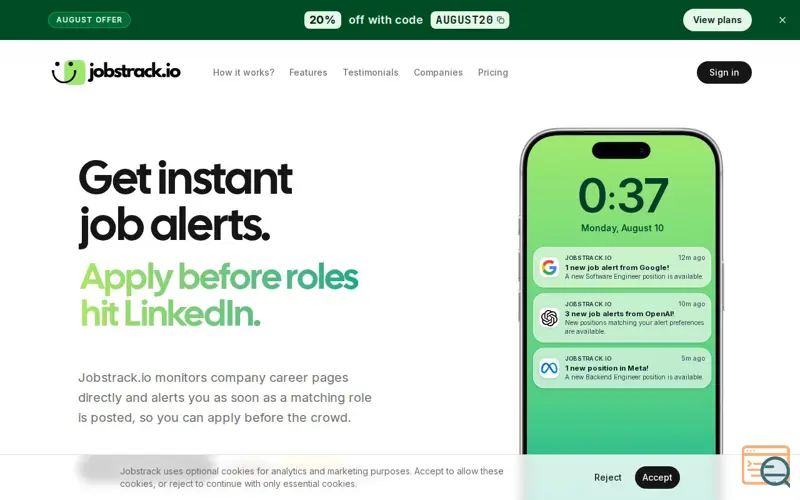 Screenshot of Jobstrack.io