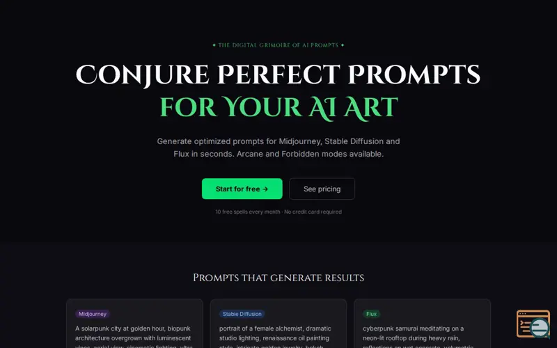 Screenshot of promptnomicon
