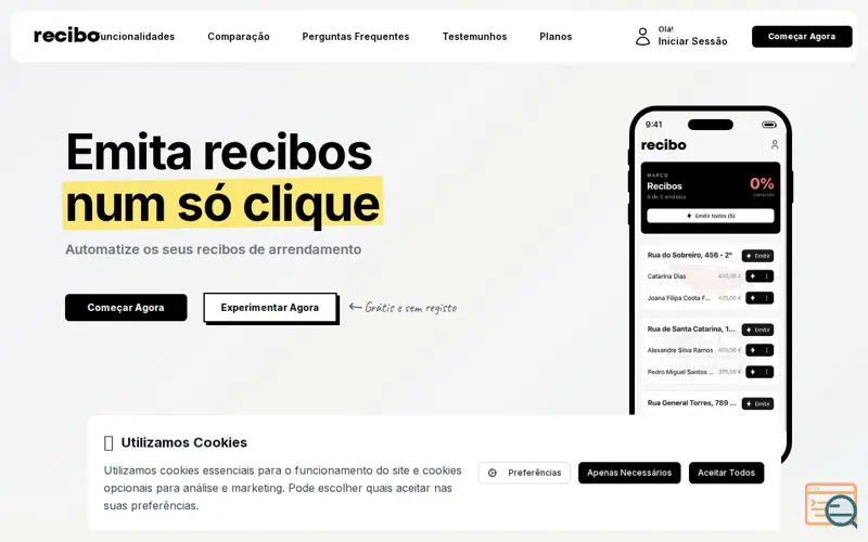 Screenshot of Recibo