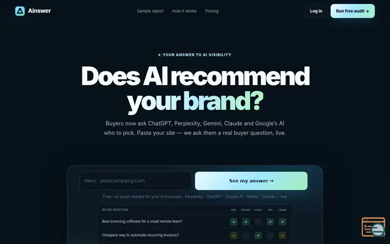 Screenshot of Ainswer