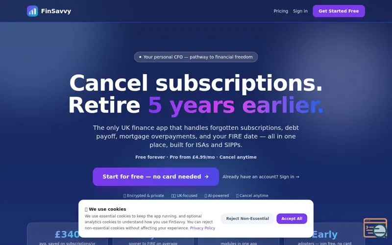 Screenshot of FinSavvy.app