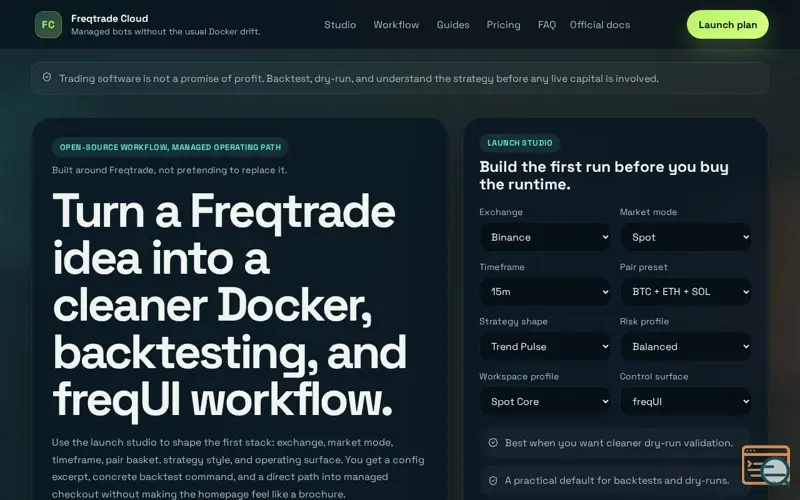 Screenshot of Freqtrade Cloud