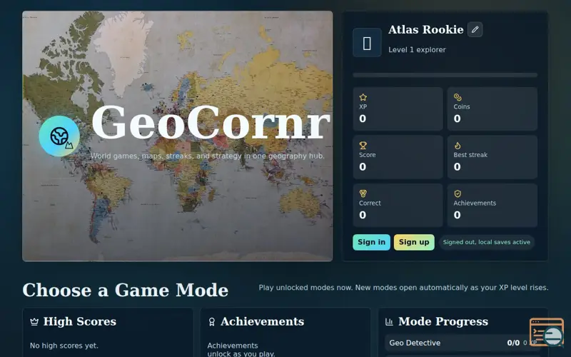 Screenshot of GeoCornr