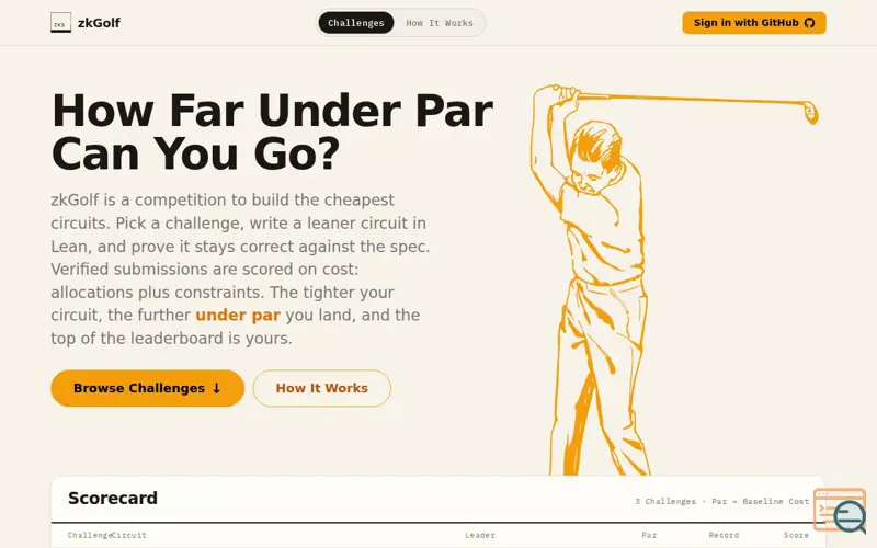 Screenshot of ZkGolf