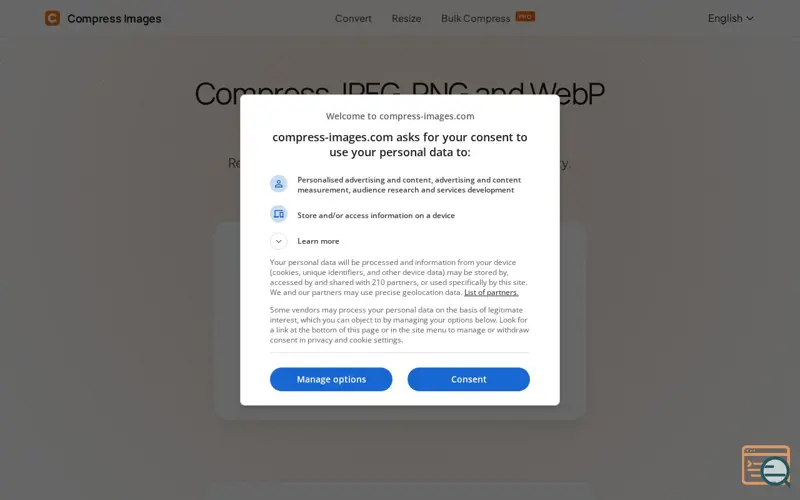 Screenshot of Compress-images.com