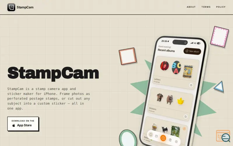 Screenshot of StampCam