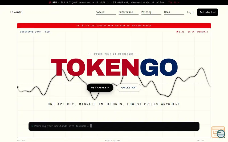 Screenshot of TokenGO, the token intelligence grid