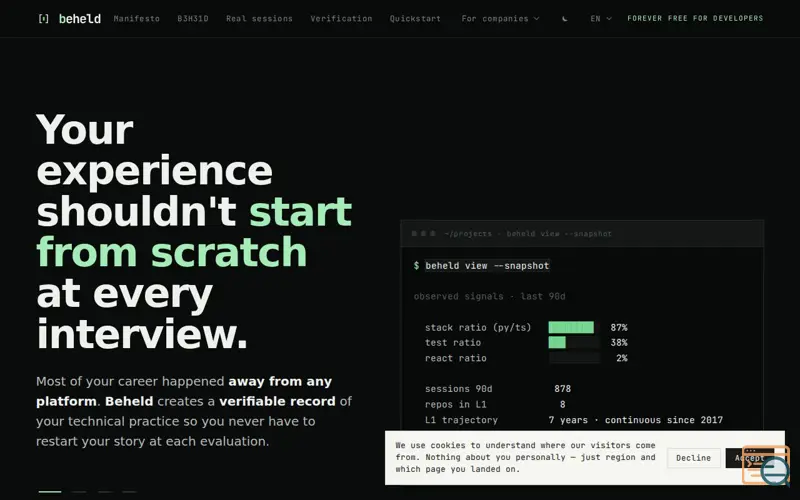 Screenshot of beheld