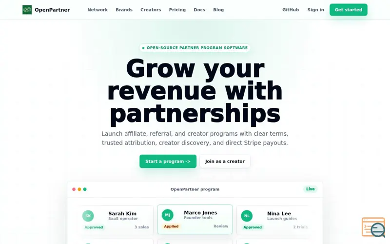 Screenshot of OpenPartner
