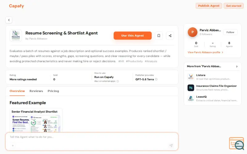 Screenshot of Resume Screening & Shortlist Agent