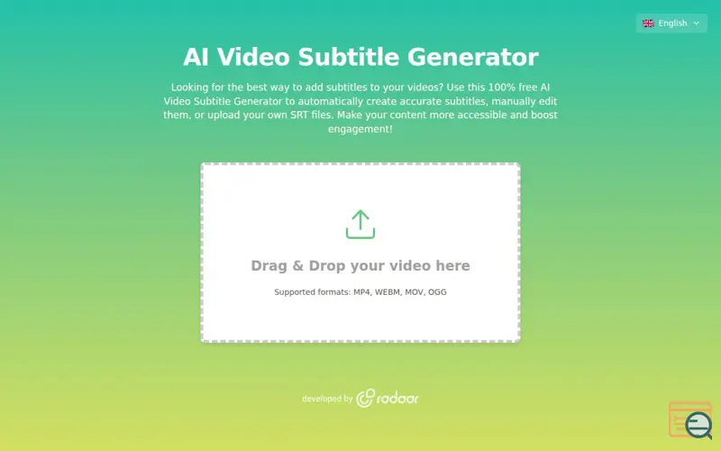Screenshot of AI Video Subtitle Generator