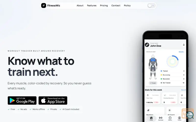 Screenshot of FitnessWiz