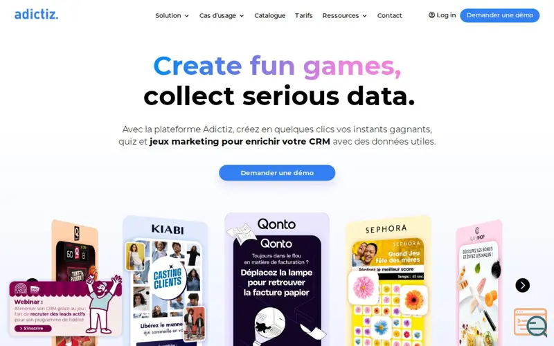 Screenshot of Adictiz: plateforme de jeux marketing