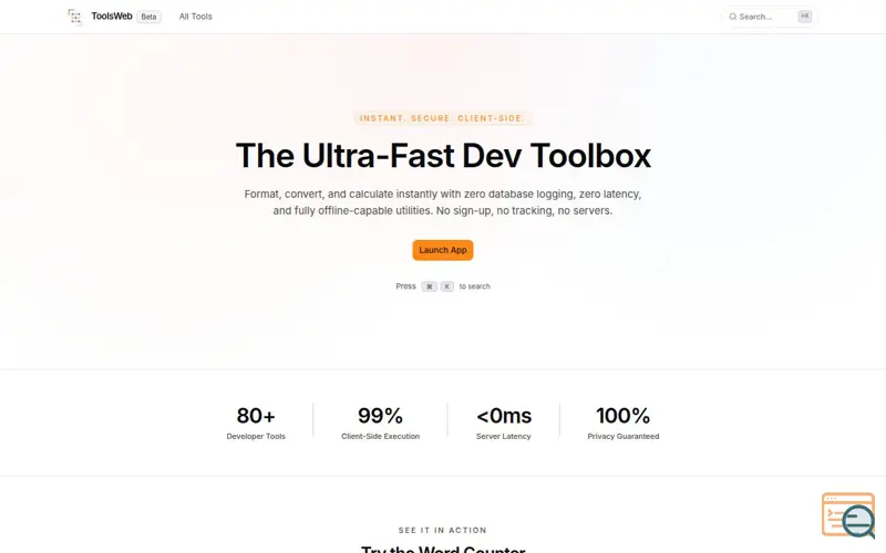 Screenshot of ToolsWeb