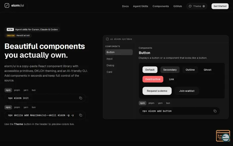 Screenshot of elorm/ui