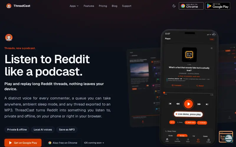Screenshot of ThreadCast