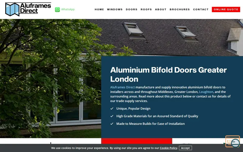 Screenshot of Aluframes Direct