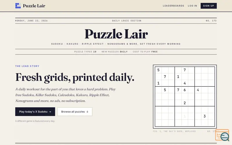 Screenshot of Puzzlelair