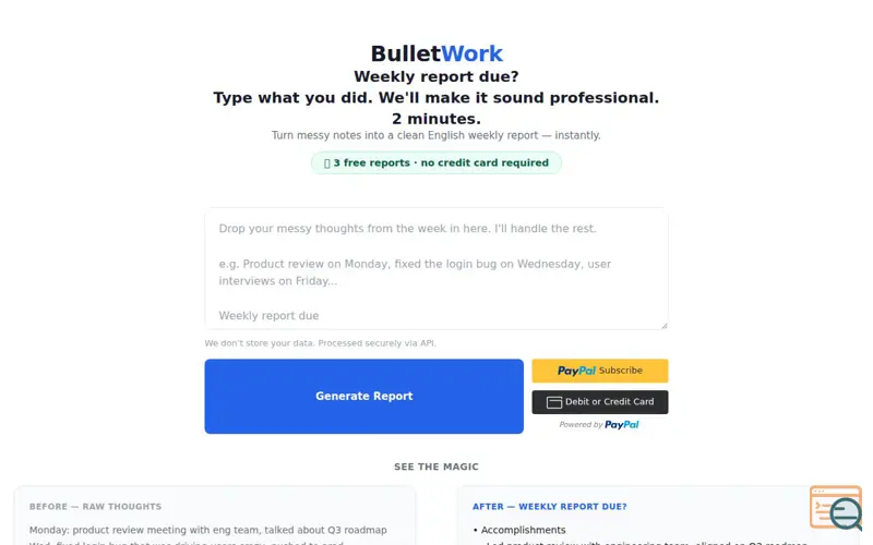 Screenshot of BulletWork
