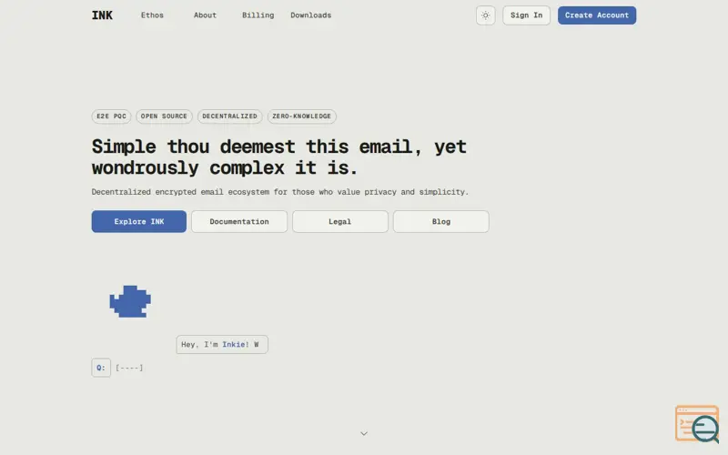 Screenshot of INK Email, a launch using Tuta Mail