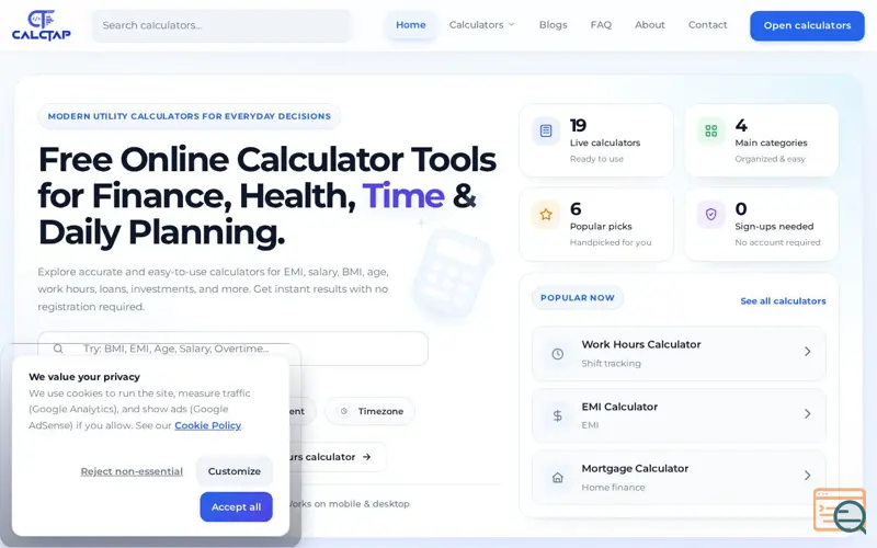 Screenshot of CalcTap