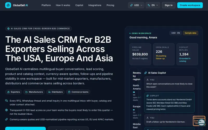 Screenshot of GlobalSell AI