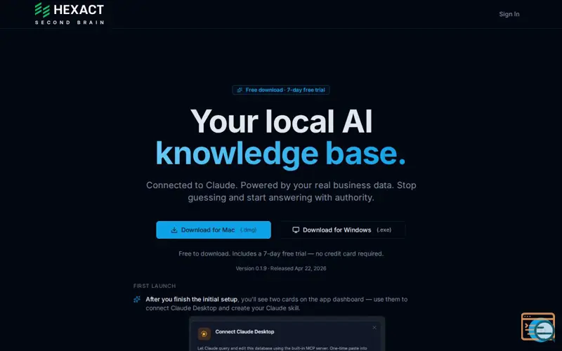 Screenshot of Second Brain by Hexact