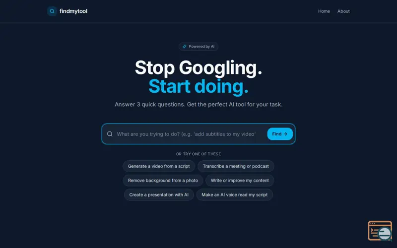 Screenshot of FindMyTool — Stop Googling. Start doing.