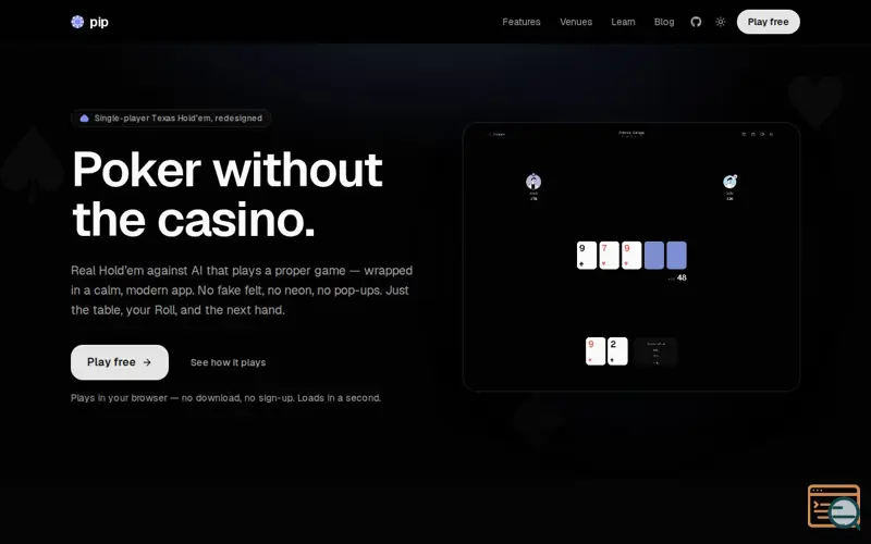 Screenshot of Pip — clean poker