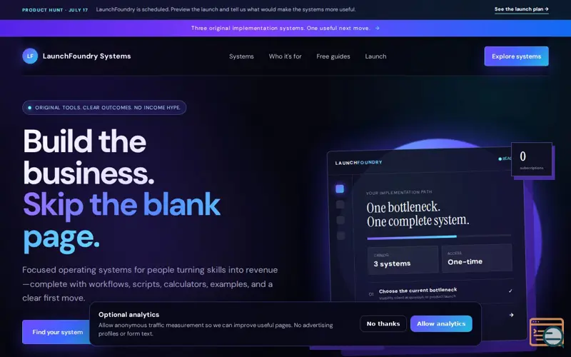 Screenshot of LaunchFoundry Systems