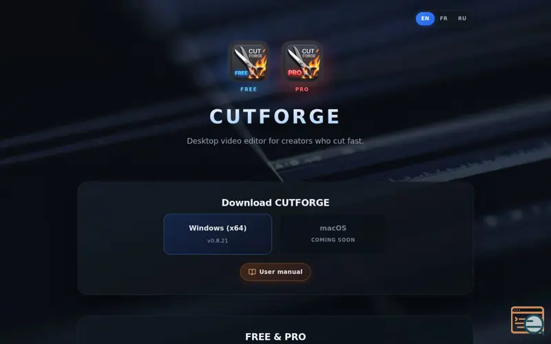 Screenshot of CUTFORGE