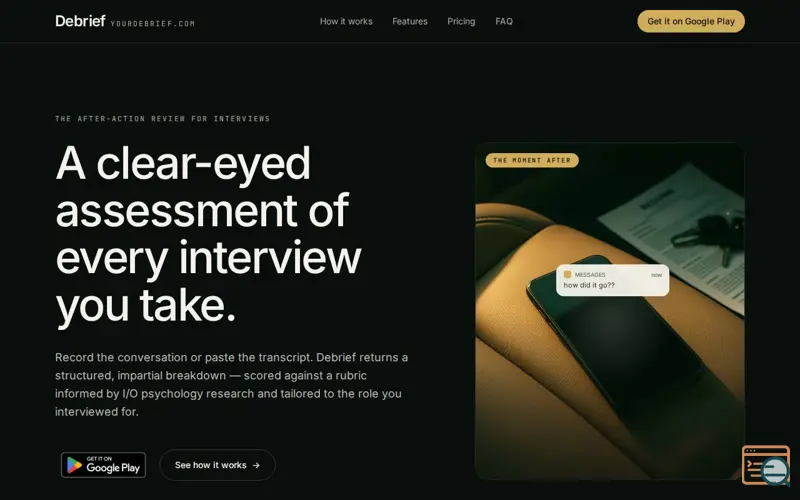 Screenshot of Debrief 