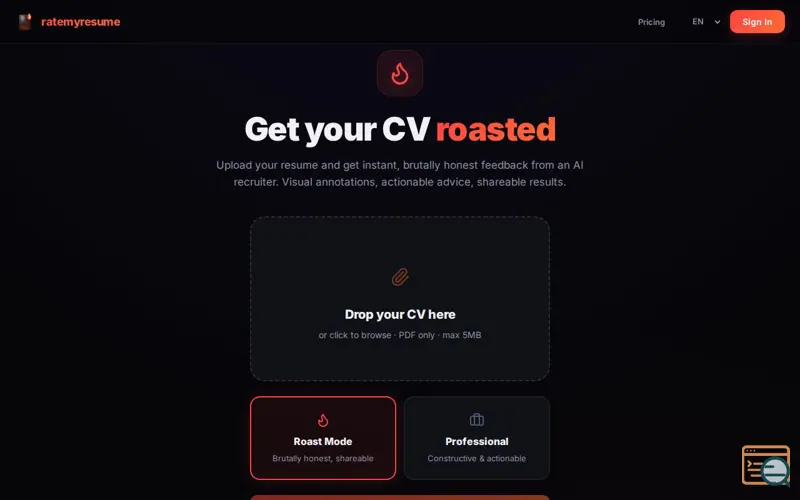 Screenshot of RateMyResume