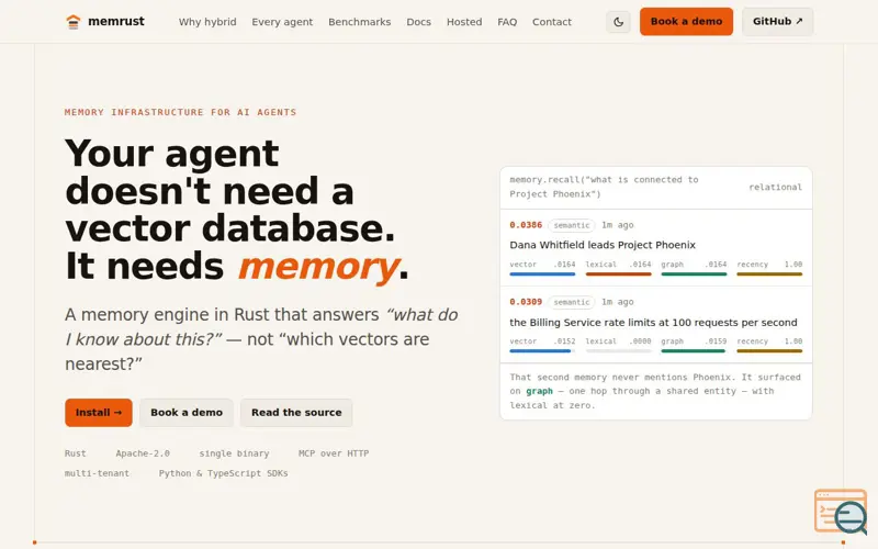 Screenshot of Memrust