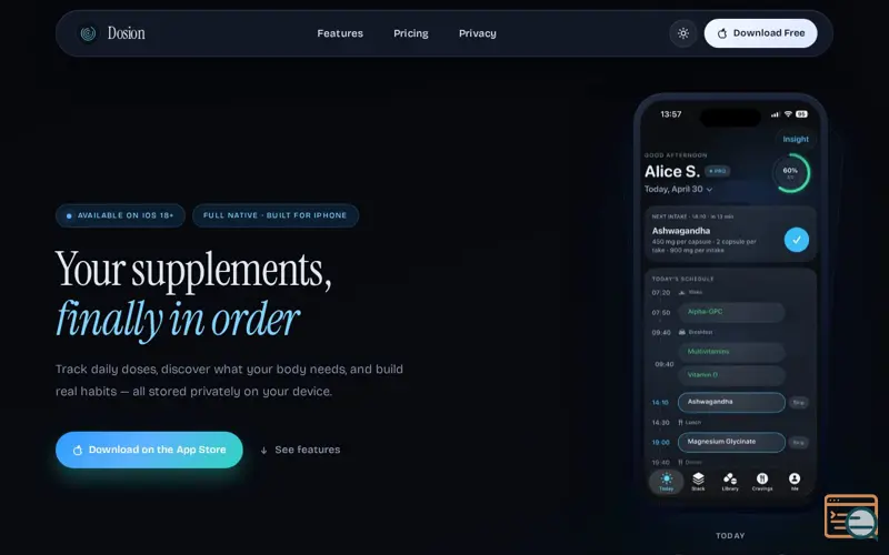 Screenshot of Dosion - Privacy Supplement Tracker