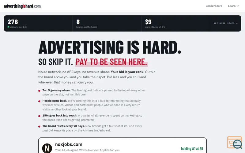 Screenshot of AdvertisingisHard.com