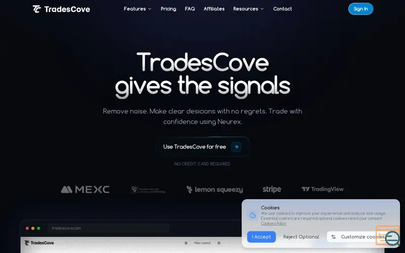 Screenshot of TradesCove