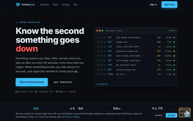 Screenshot of FetchPing