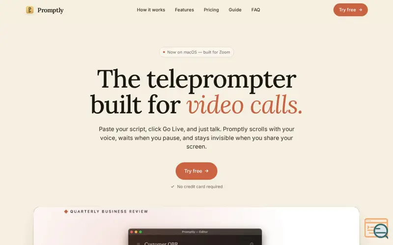 Screenshot of Promptly