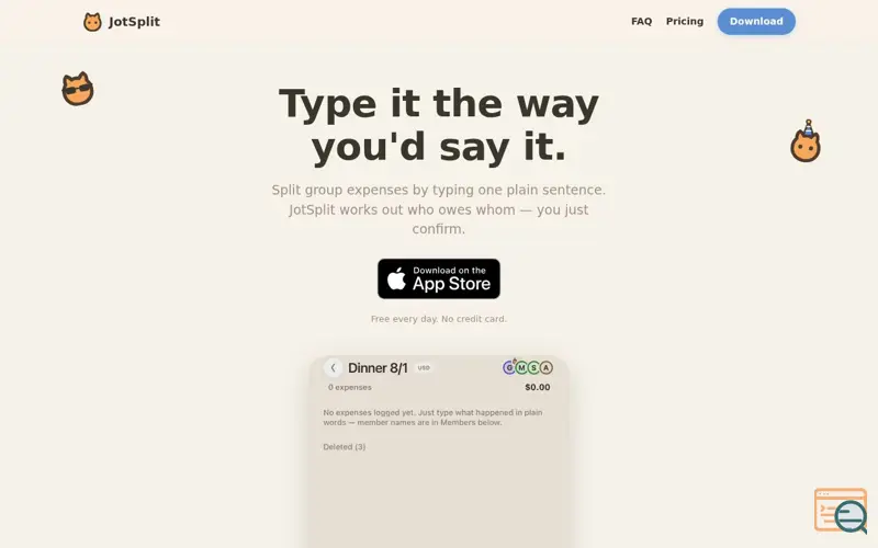 Screenshot of JotSplit