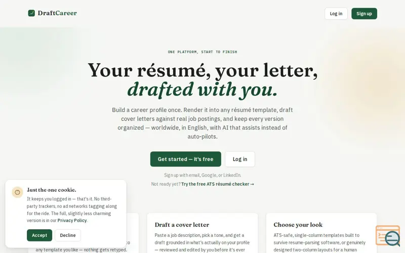Screenshot of DraftCareer