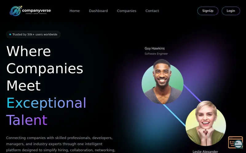Screenshot of CompanyVerse